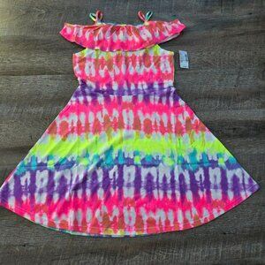 Children's Place NWT Girls Large 10/12 Tye Dye summer dress pink/purple/yellow